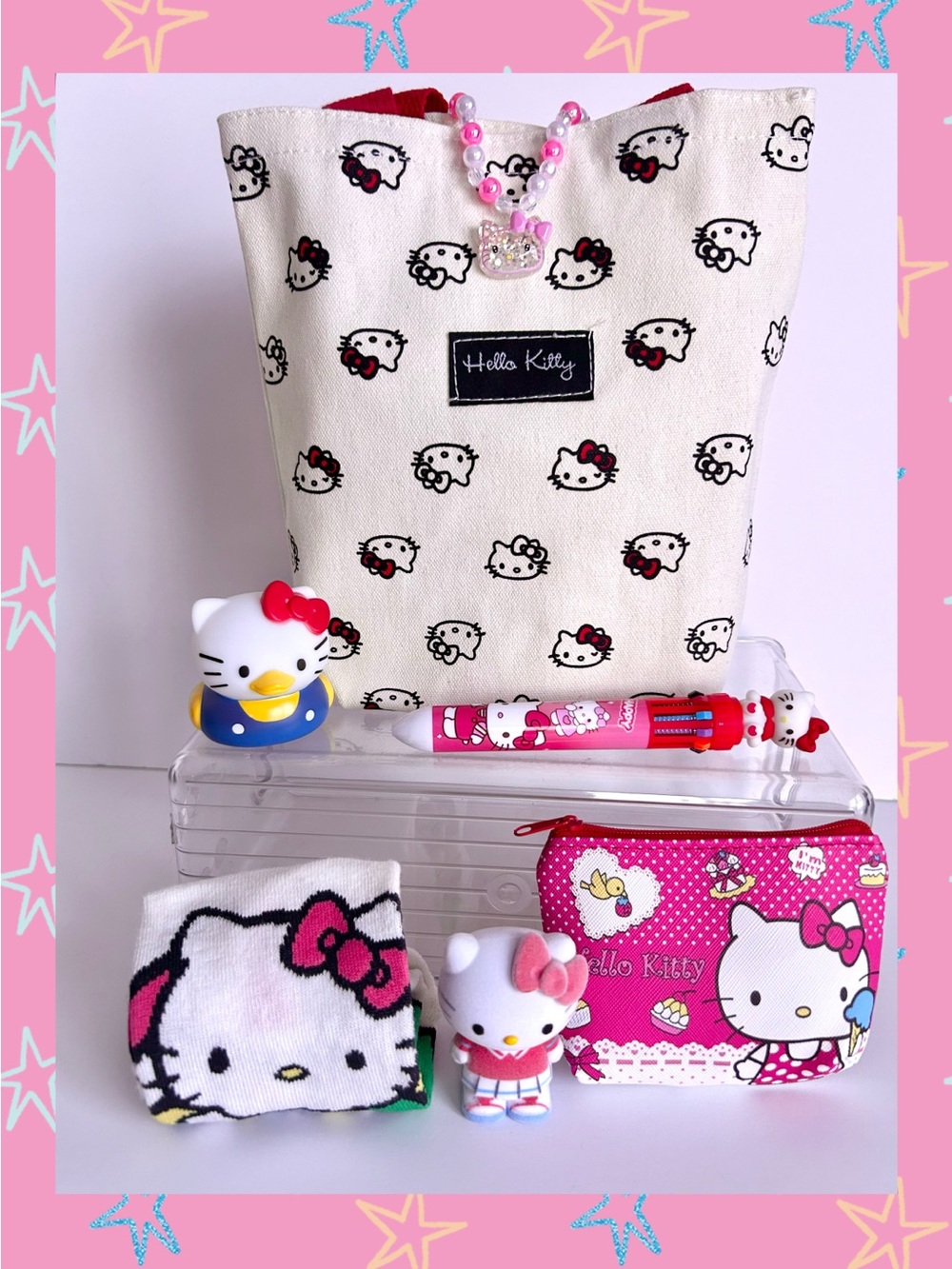 ❤️(HK383) Hello Kitty Adorable 7-Piece Tote Bag Bundle!